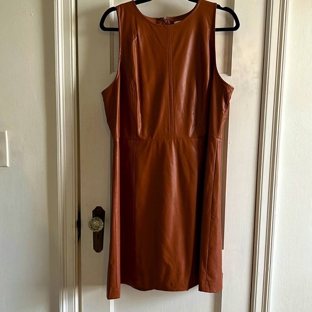 LOFT brown faux leather dress